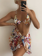 Damen Bikini-Set mit verstellbaren Trägern und modischem Wickelrock