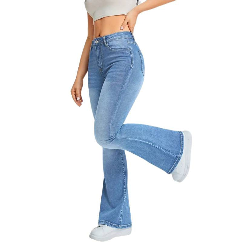 Damen Bootcut Jeans mit hohem Bund und moderner Waschung R&B