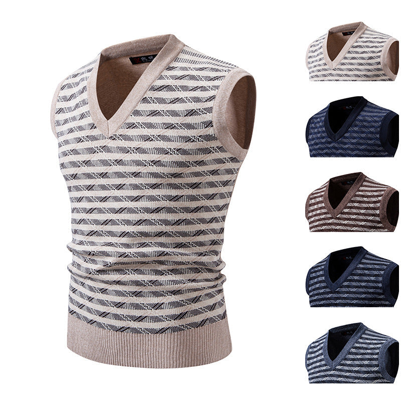 Herren ärmellose Strickjacke mit modernem Zopfmuster R&B