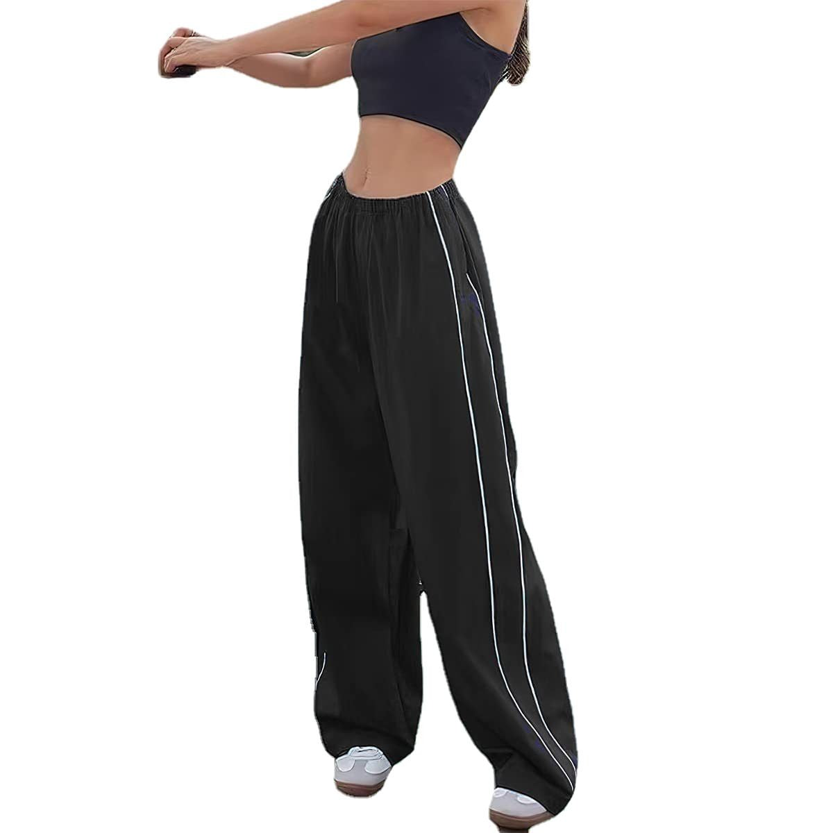 Damen Sportliche Hose mit weitem Schnitt und elastischem Bund R&B