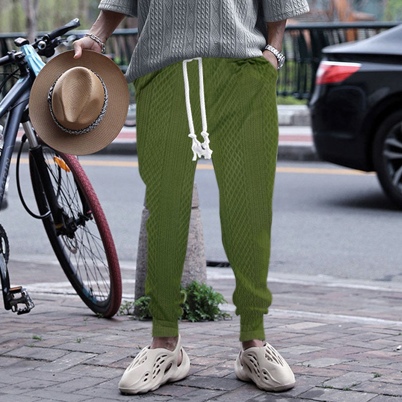 Herren nan Thermo-Zopfstrick-Jogginghose mit breitem Rippenbund und dekorativer Kordel R&B