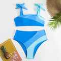 Damen Bikini-Set mit verspielten Schleifen und modernem Farbblockdesign R&B