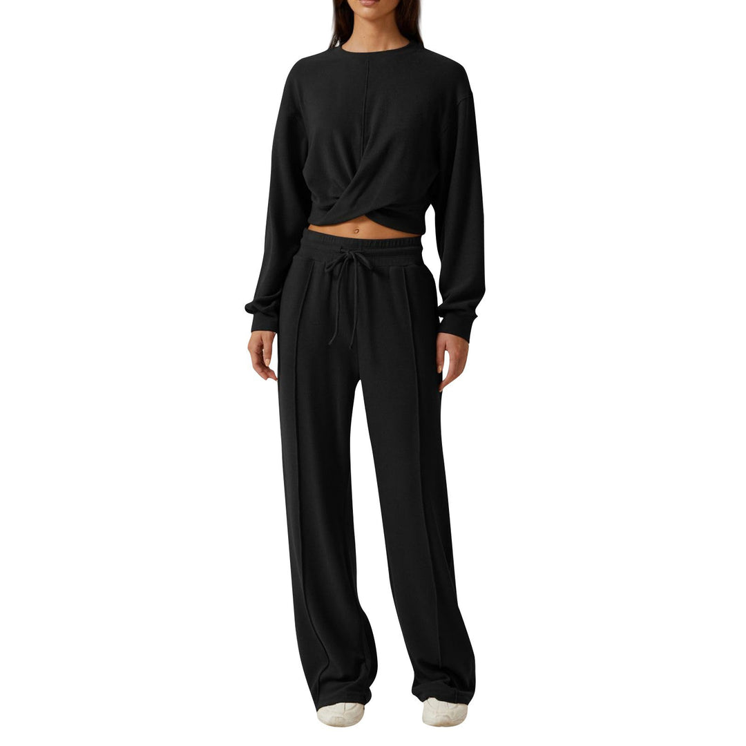 Damen gemütliches Sweatpants-Set mit modischem Crop-Oberteil R&B