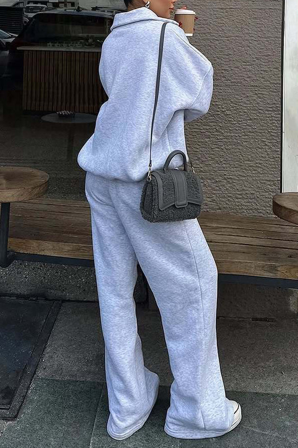 R&B | Vibes Halb Offenes Pullover Sweatshirt und Hose Zwei Teiliges Satz