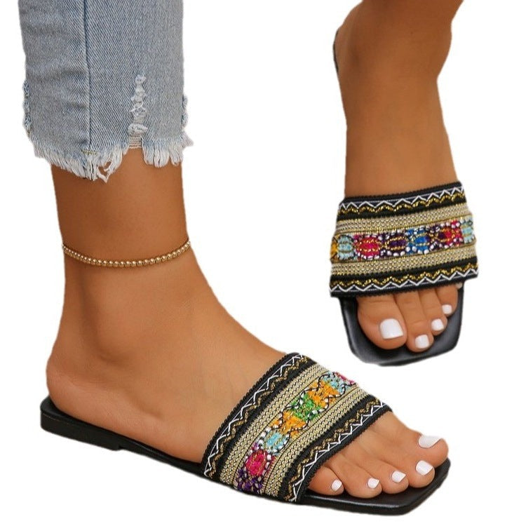 Damen modische Slides mit floralem Dekor R&B