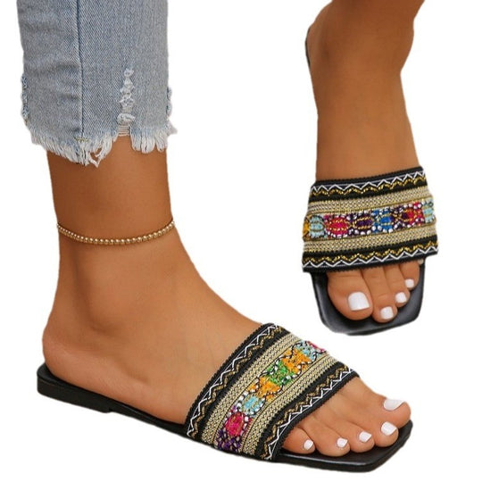 Damen modische Slides mit floralem Dekor R&B
