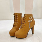 Lisa |  Runde Zehe Spitze High Heels Stiefel