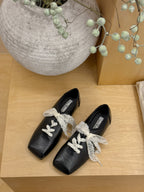 Damen modische Ballerinas mit nostalgischem Spitzendesign und eleganter Schnürung R&B