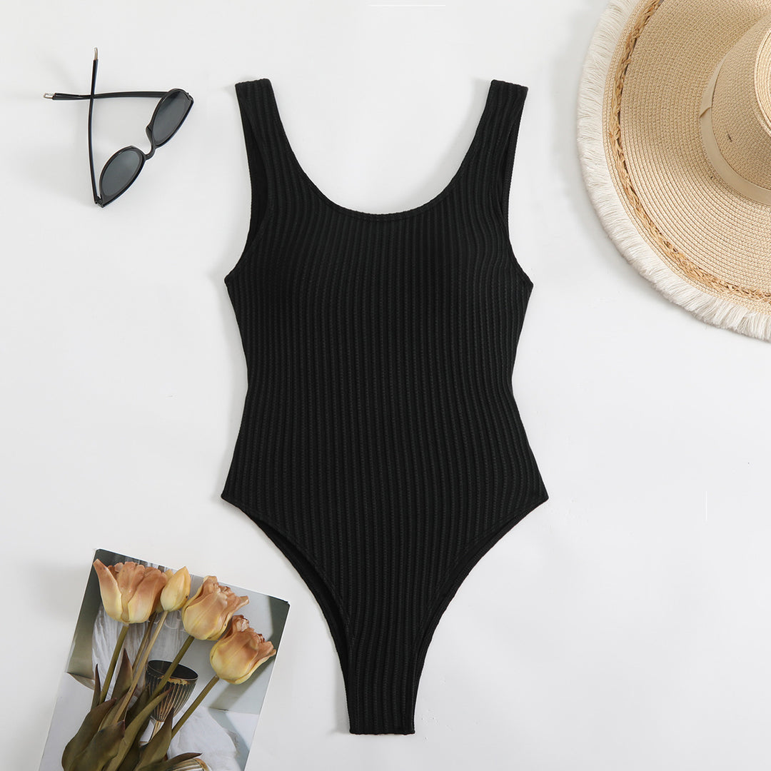 Damen Hoch geschnittener Badeanzug mit strukturiertem Rippendesign R&B