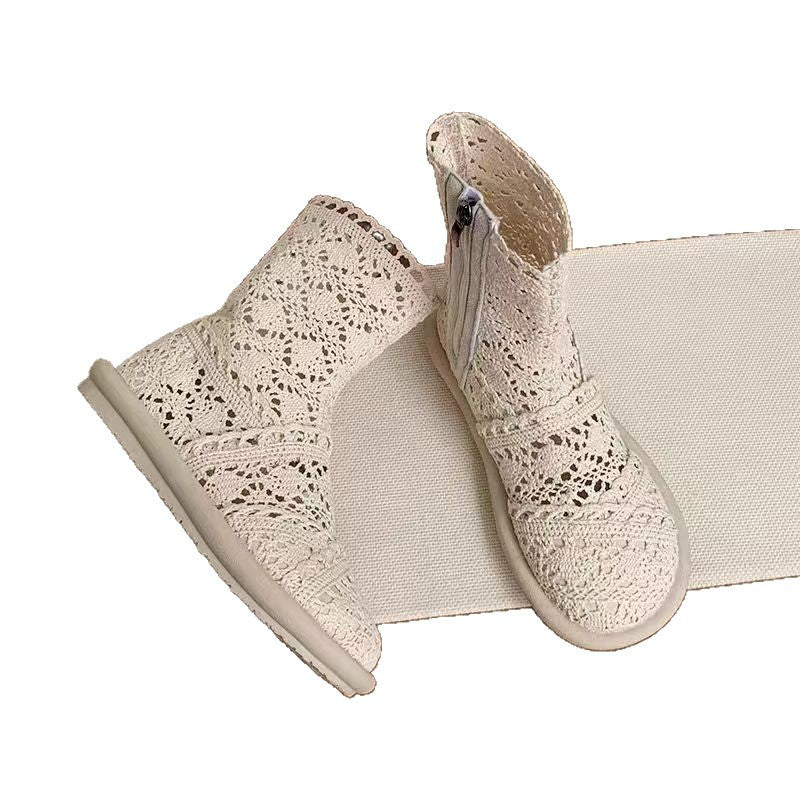 Damen Häkelstiefeletten mit atmungsaktiver Sohle und modischem Reißverschluss R&B