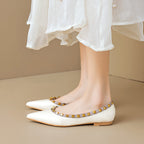Damen spitze Ballerinas mit stylishen Nietenapplikationen