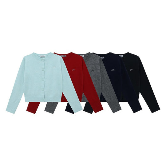 Damen Strickjacke mit feinem Rippenmuster und kontrastierenden Knopfdetails R&B