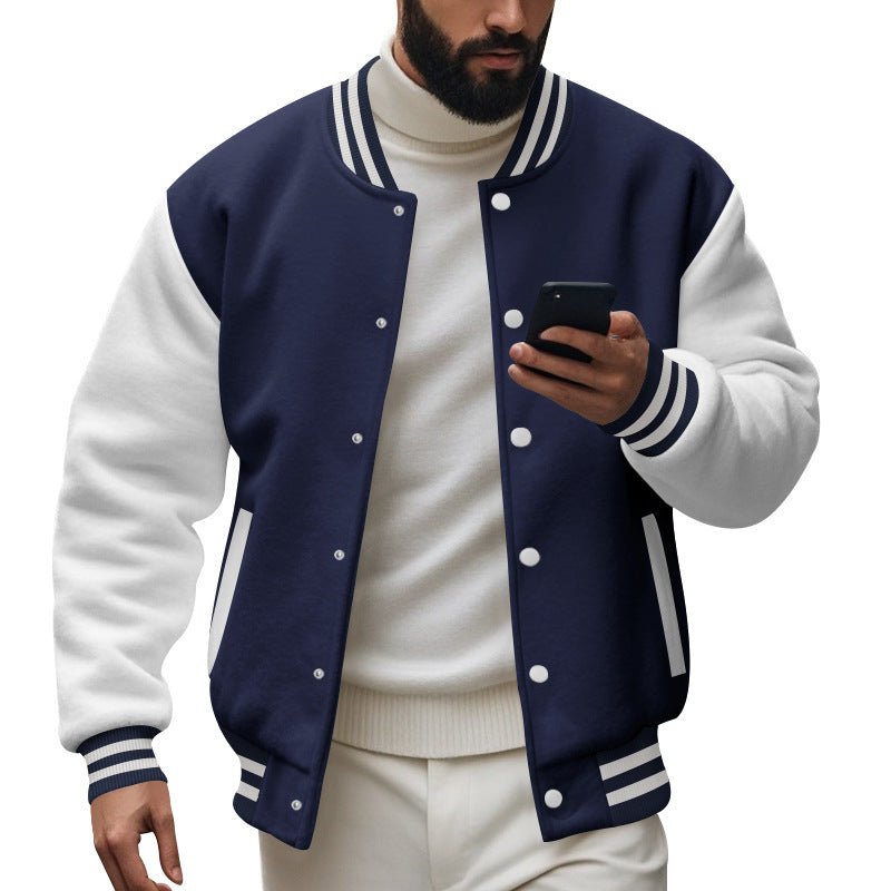Herren nan CollegR&BasR&Balljacke im Varsity-Stil mit Rippbündchen und Druckknopfleiste R&B