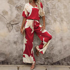 Damen Eleganter Jumpsuit mit floralen Mustern und weitem Bein R&B
