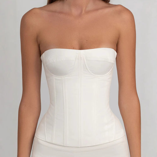 Damen figurbetontes Korsettkleid mit Rüschensaum R&B
