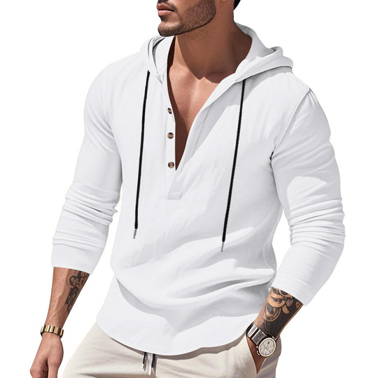 Herren nan lässiges Kapuzenshirt mit Knopfleiste und schmaler Passform R&B