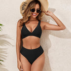 Damen Bikini-Set mit modischem V-Ausschnitt und hochgeschnittenem Höschen R&B