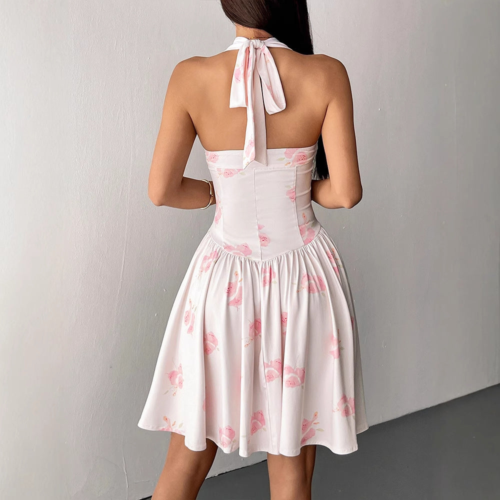 Damen Sommerliches Neckholderkleid mit floralem Design und taillierter Silhouette R&B