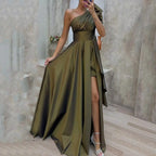 Damen Elegantes Ein-Schulter Abendkleid mit geschwollenem Rock R&B