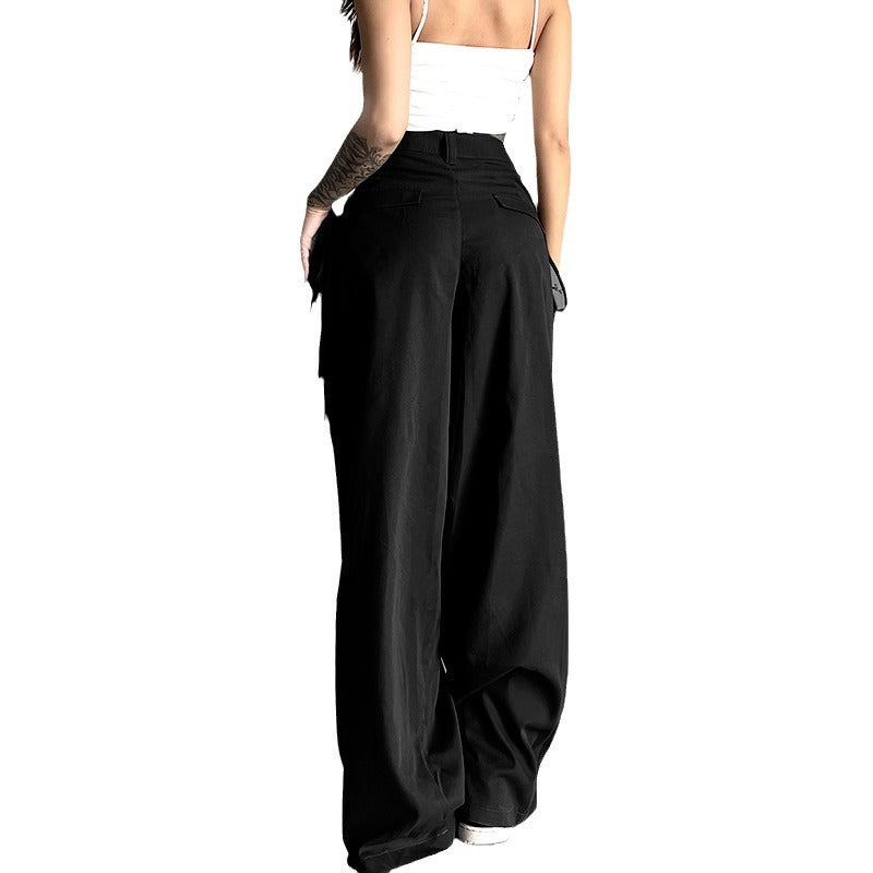 Damen weite Palazzo-Hose mit eleganten Falten und hohem Taillenbund R&B