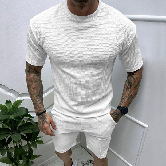 Herren Sportliches Kurzarm-Set mit innovativem Texturdesign und praktischen Eingrifftaschen R&B
