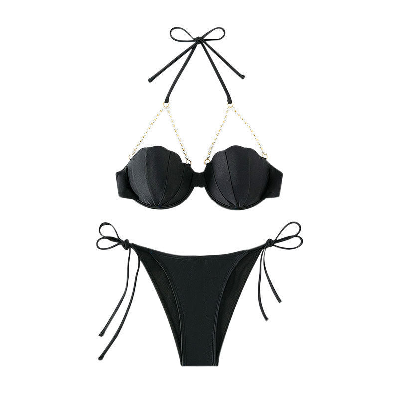 Damen Bikini mit elegantem Perlenakzent und stilvollem Muschel-Design R&B