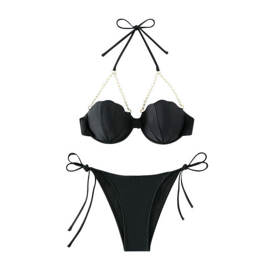 Damen Bikini mit elegantem Perlenakzent und stilvollem Muschel-Design R&B