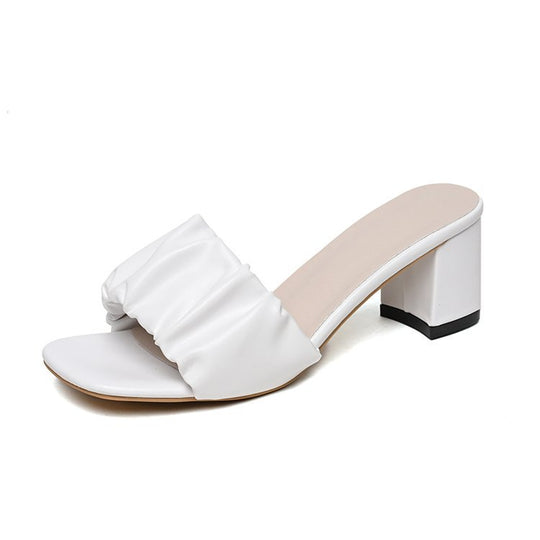 Damen trendige Blockabsatz-Sandalen mit Raffungen R&B