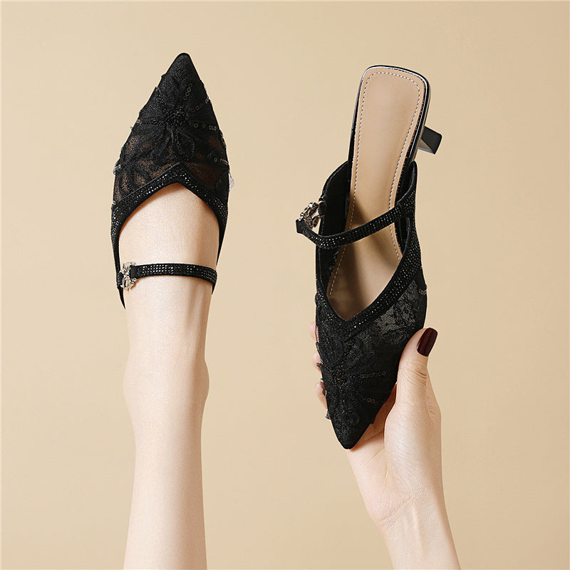Damen Elegante Slingback-Pumps mit funkelnden Glitzerakzenten R&B