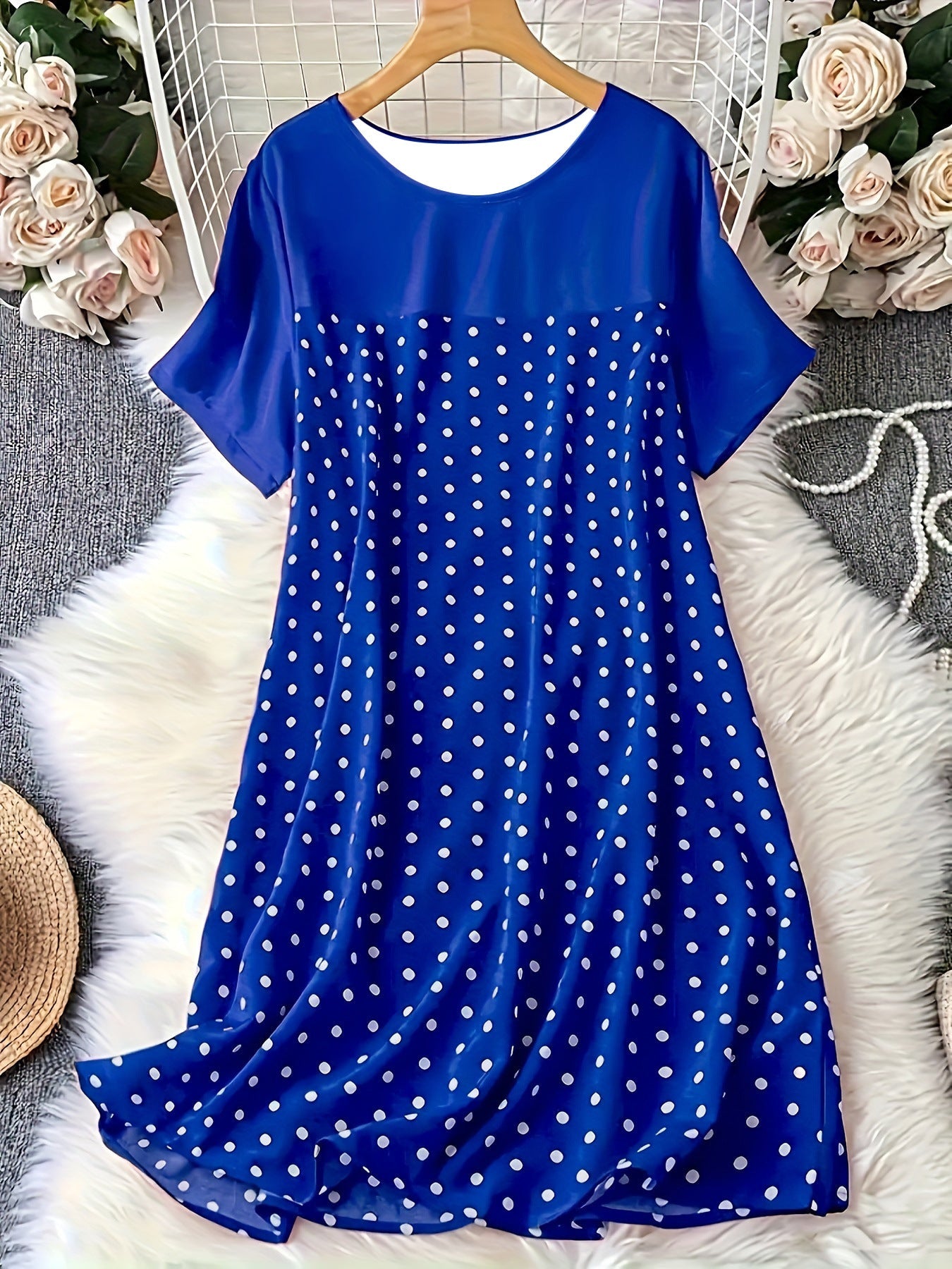 Damen Polka Dot Sommerkleid mit lässigem Schnitt und weichem Material R&B