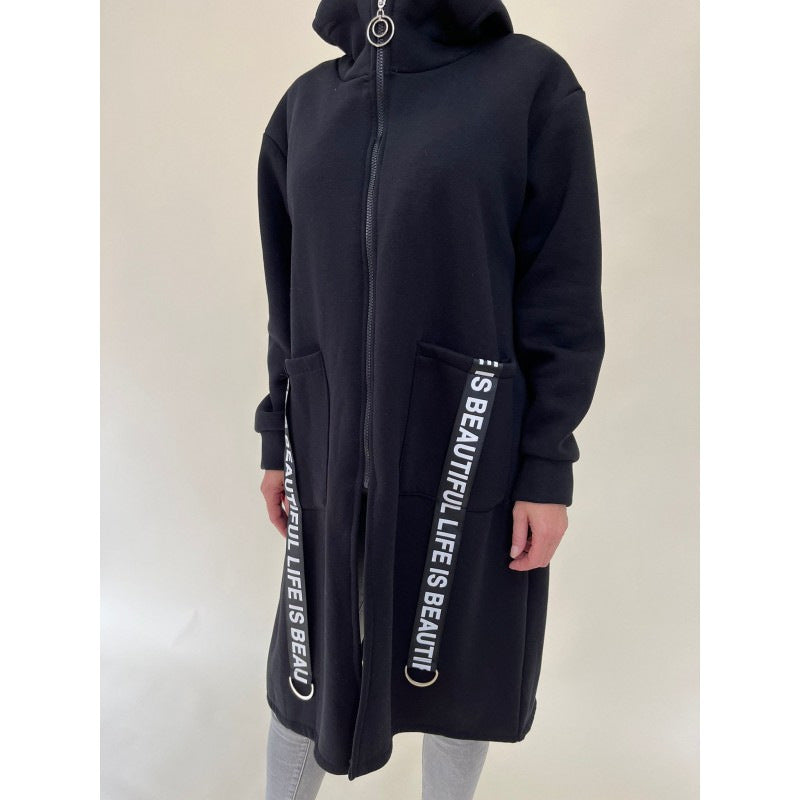 R&B | Taschen Design Hoher Kragen Lange Kapuzen Sweatshirtjacke