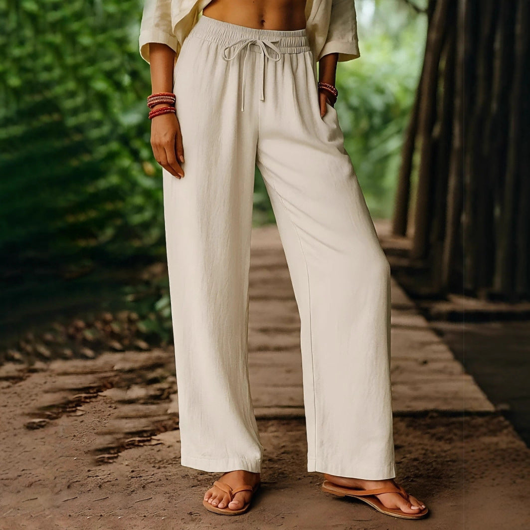 Damen Luftige Freizeithose mit weitem Schnitt und elastischem Bund R&B