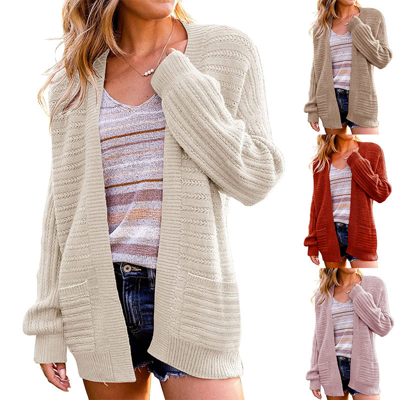 Damen gemütlicher Strickcardigan mit besonderen Details