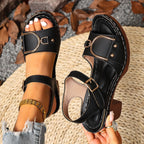 Damen modische Plateau-Sandalen mit eleganter Schnallenverzierung und ergonomischem Fußbett R&B