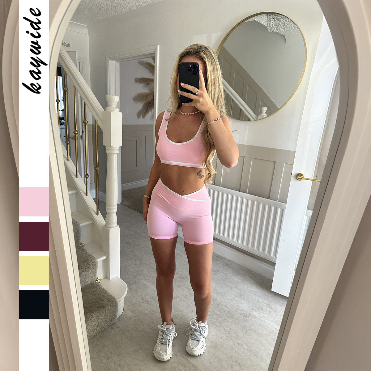 Damen Sportliches Oberteil und Shorts Set R&B