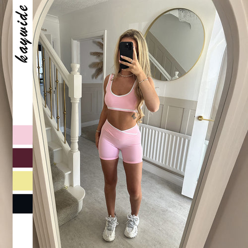 Damen Sportliches Oberteil und Shorts Set R&B
