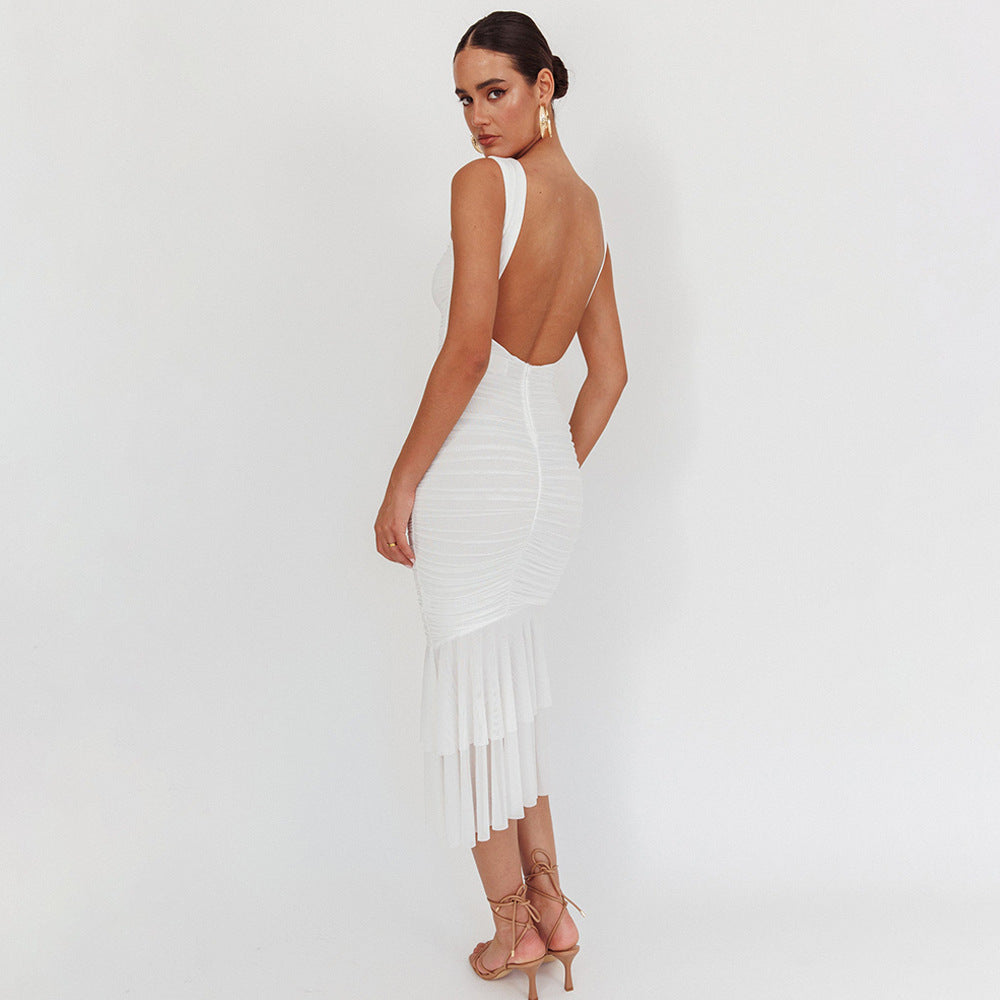 Damen Elegantes Maxikleid mit Rüschendetails R&B