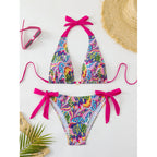 Damen Triangel-Bikini mit bindbaren Trägern und lR&Bhaftem Muster R&B