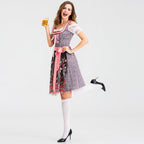Damen nan traditionelles Kurzdirndl mit Spitzenärmeln, Schnürung und floraler Schürze R&B