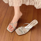 Damen elegante Sandalen mit modischen Riemen und hochhackigem Absatz R&B