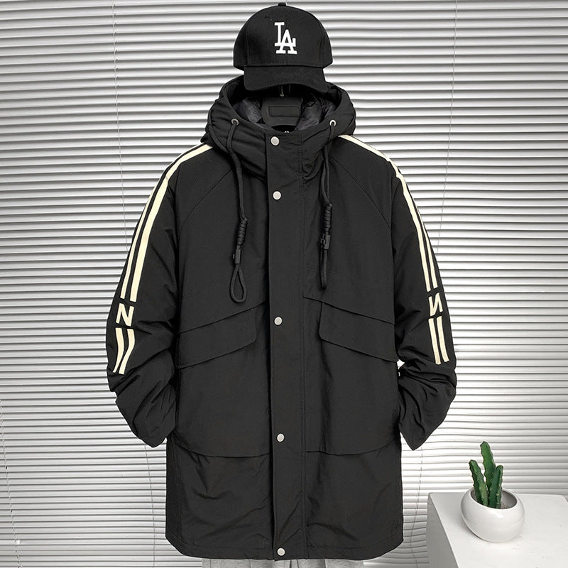 Herren modische Winterjacke mit praktischen Taschen und hohem Kragen