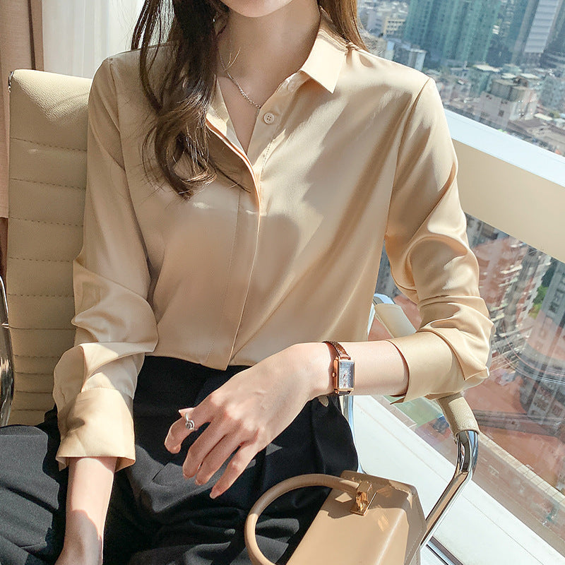 Frauen Luxuriöse Satin Knopf-Oben Bluse