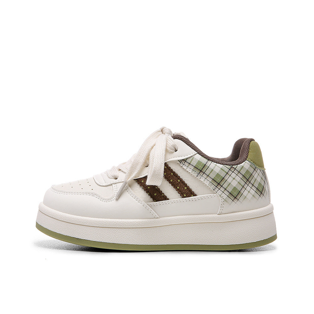 Damen modische Sneakers mit kariertem Einsätzen und gepolsterter Sohle