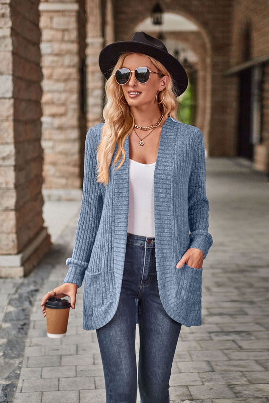 Damen Luxuriöse Strickjacke mit langen Ärmeln R&B