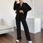 Damen Elegantes Set aus gestreifter Bluse und lockerer Hose R&B
