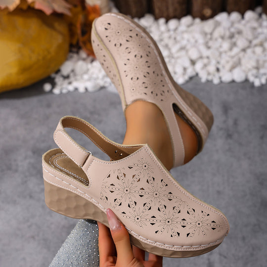 Damen Wedge-Clogs mit perforiertem Design und elastischem Einsatz R&B