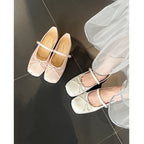 Damen Ballerinas mit elegantem Riemendesign und dekorativem Schleifenakzent