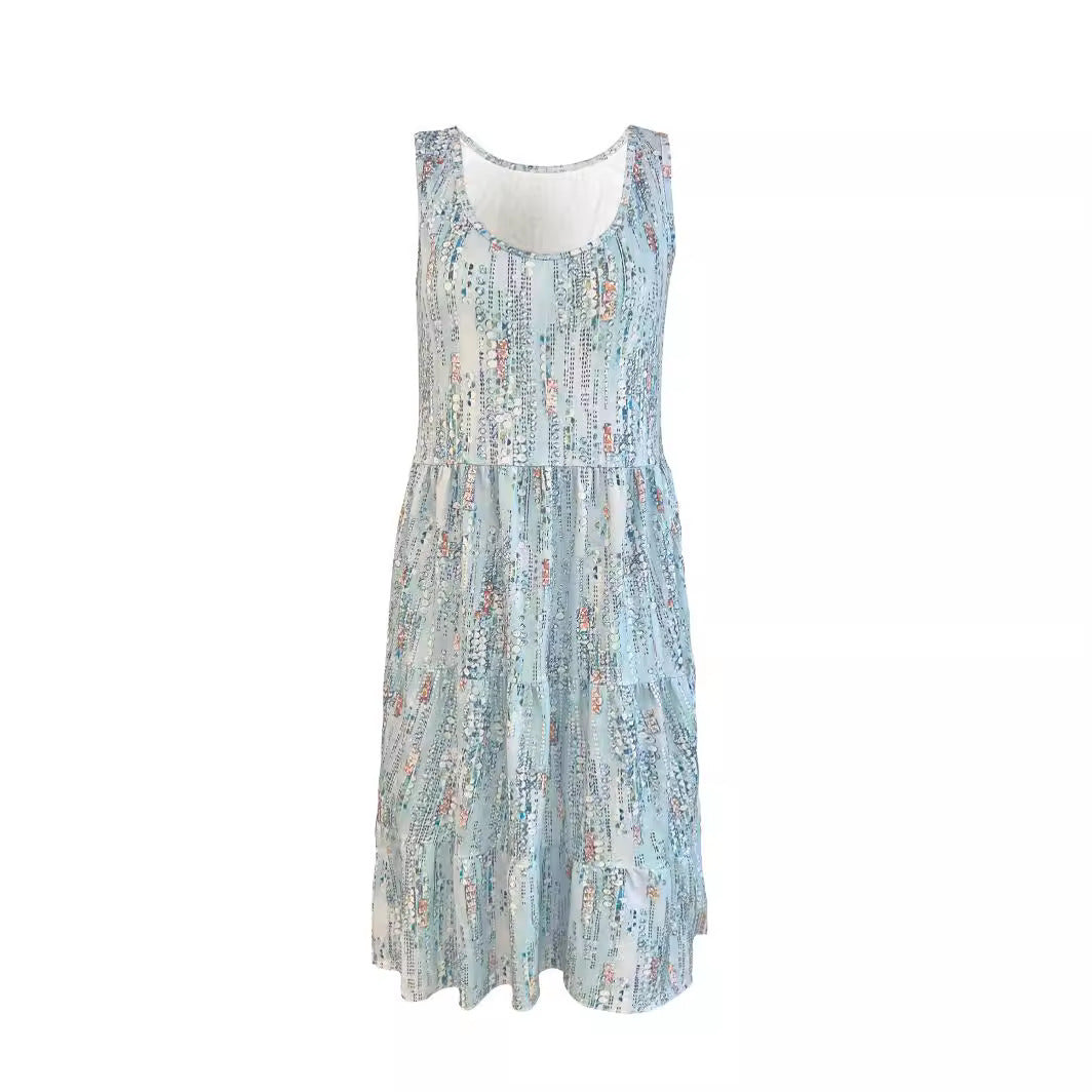 Damen luftiges Sommerkleid mit fließendem Rock und dekorativen Details R&B