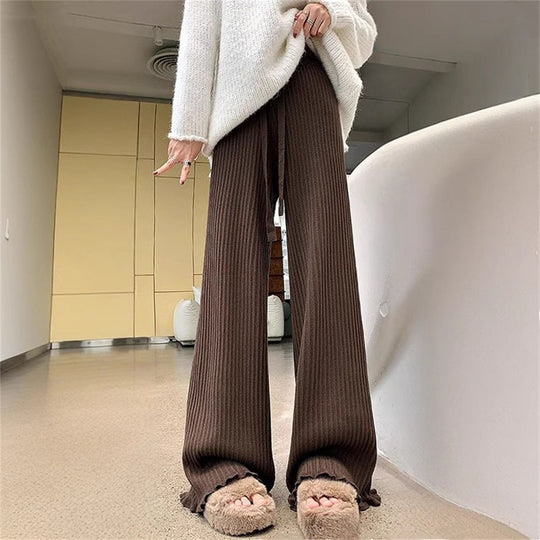 Damen Fließende Strickhose mit weichem Material und elegantem Saum R&B