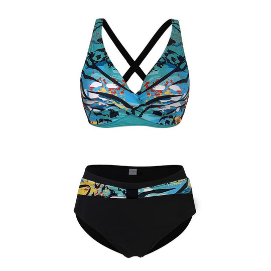 Damen Sportliches Bikini-Set mit trendigem Schnitt und modernem Grafikdesign R&B